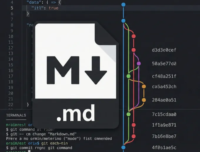 Markdown file with Git branch visualization