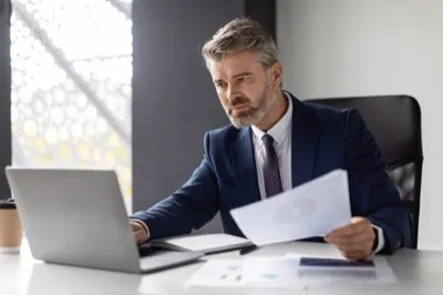 Business professional managing documents