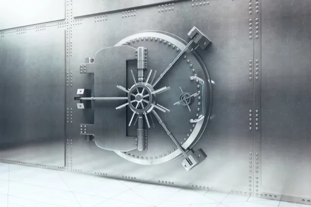 Steel bank vault door