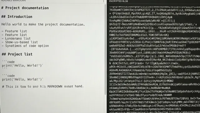 Readable markdown alongside encrypted data